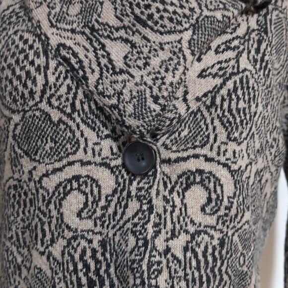 Mary Wool Blend Floral Print Cardigan Funnel Neck Sweater sz L - Picture 4 of 14